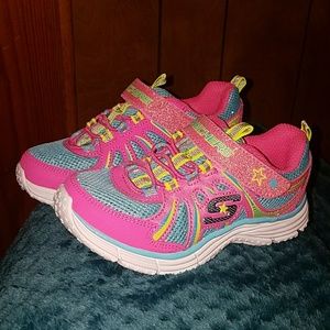 Hot pink & blue sparkle skechers
